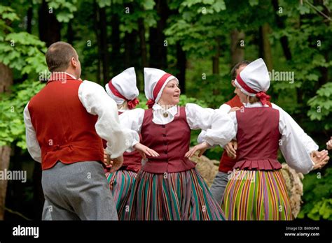 Latvialatvian Folkloretraditional Costumesdancedancingsingsinging