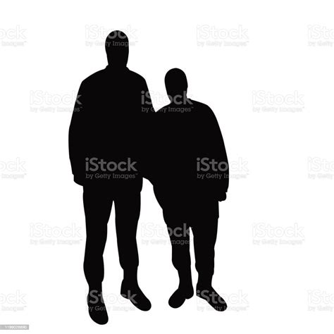 Tall Man And Short Man Together Silhouette Vector Stock Illustration