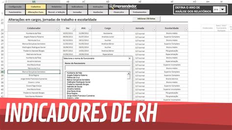 Planilha Indicadores De Rh Em Excel Cadastro De Funcion Rios