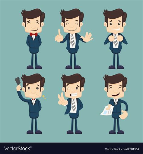 Set Of Businessman Characters Poses Royalty Free Vector