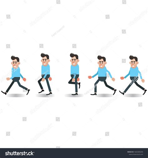 Animation Of Human Gait Young Guy Character Royalty Free Stock