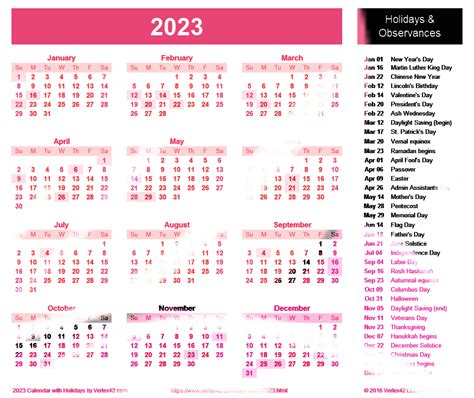 2023 Calendar With Holidays