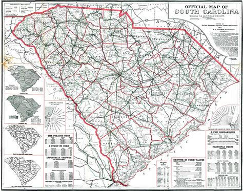 1914 Road Map Of South Carolina English