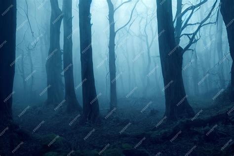 Premium Ai Image Landscape Of Haunted Mist Forest Dark Background