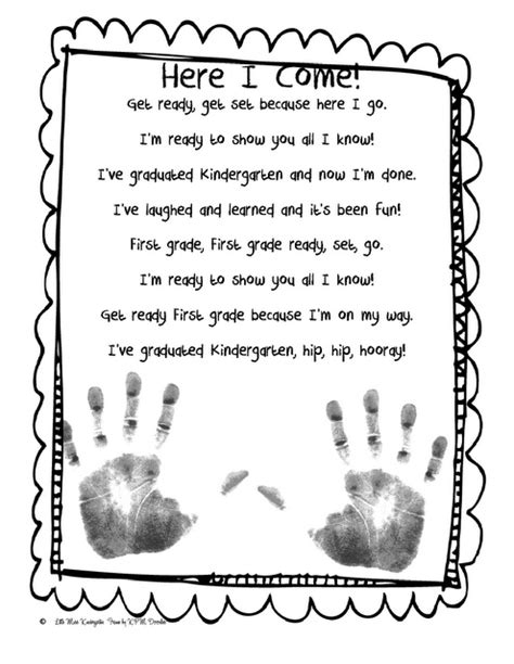Kindergarten Graduation First Grade Here I Come Poem Add