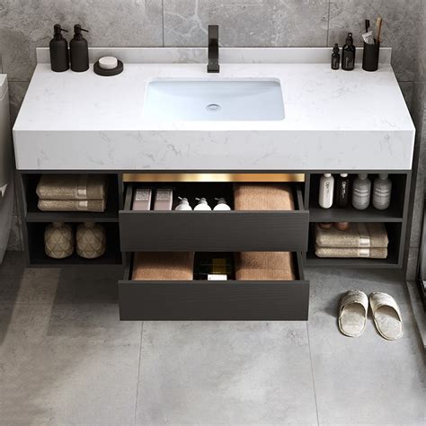 40 Floating Bathroom Vanity With Ceramic Sink 2 Drawers And Shelves