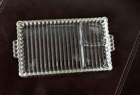 Vintage S Rectangular Clear Glass Portioned Divided Etsy