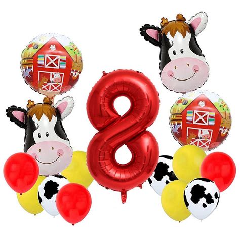 Cow Balloons For Farm Animal Theme Number Balloon Set Animal Birthday