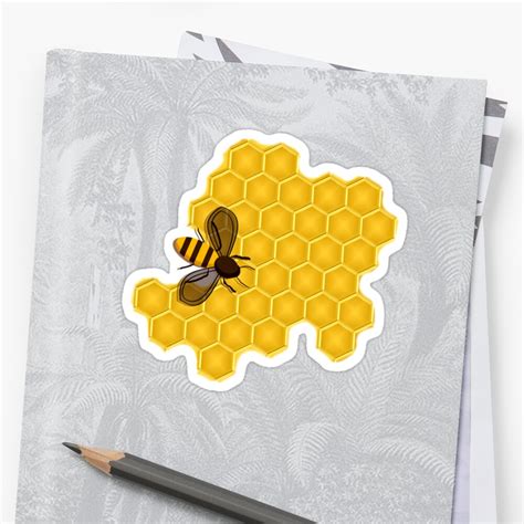 Honeybee On A Honeycomb Sticker By Sfcount Redbubble