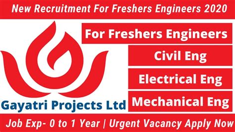 Gayatri Projects Ltd New Recruitment For Freshers Engineers In Various