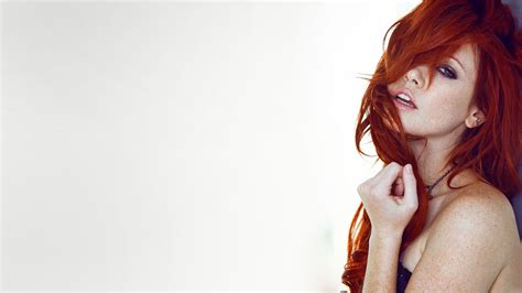 Elle Alexandra Redhead Freckles Women Sensual Gaze Dyed Hair Long Hair Looking At Viewer