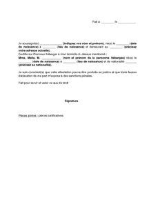 Ce simulateur vous permet de . Lettre d'attestation sur l'honneur d'hébergement - modèle ...