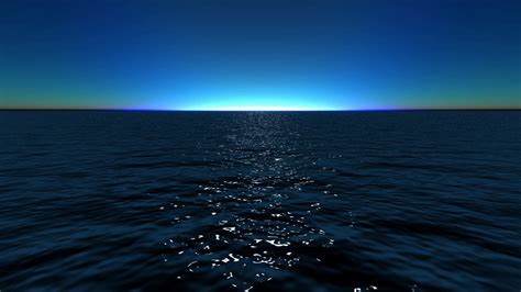 Wide Angle Dark Ocean Clear Sky Loop Stock Motion Graphics Sbv