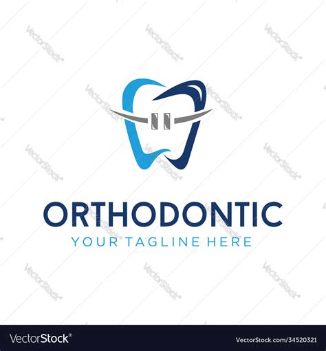 Orthodontic Braces Logo Design Tooth Dental Wire Vector Image