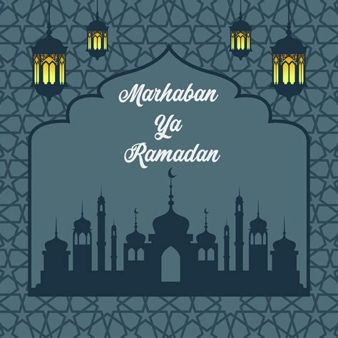 Ramadan Poster With Mosque Silhouette And Star Pattern 965607 Vector