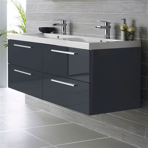 Floating bathroom vanities are a trendy choice for modern bathroom designs. Chorus Wall Mounted Vanity Unit, 1440mm Wide, High Gloss ...