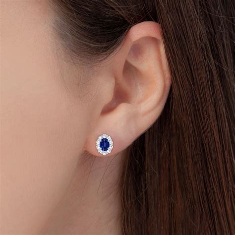 Buy Carat Oval Cut Blue Sapphire Gemstone Earrings Studs Fort