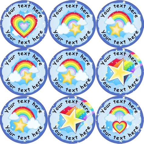 144 Rainbows Themed Personalised Teacher Reward Stickers Large