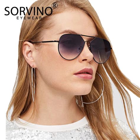 Sorvino Retro Oversized Pilot Sunglasses Men Women 2020 Brand Designer