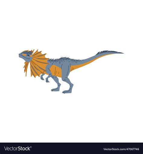Dilophosaurus Theropod Dinosaur Cartoon Animal Vector Image