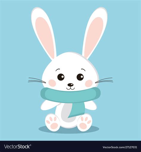 Isolated Winter Cute And Sweet White Bunny Rabbit Vector Image