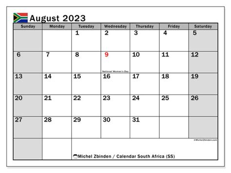 August 2023 Printable Calendar “442ss” Michel Zbinden Za