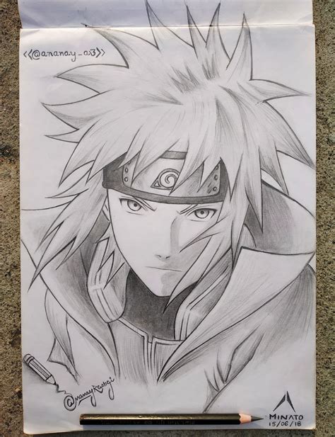 Minato Namikaze My Last Summer Drawing Naruto Naruto Sketch