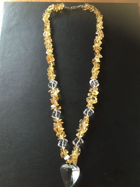 Citrine And Clear Quartz Crystal Necklace 18 The Spirit Shop