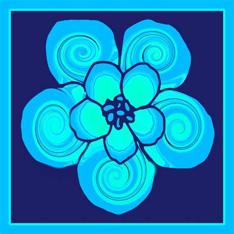 Aqua Flower On Dark Blue Laura B Haw Art Celebrativity Digital