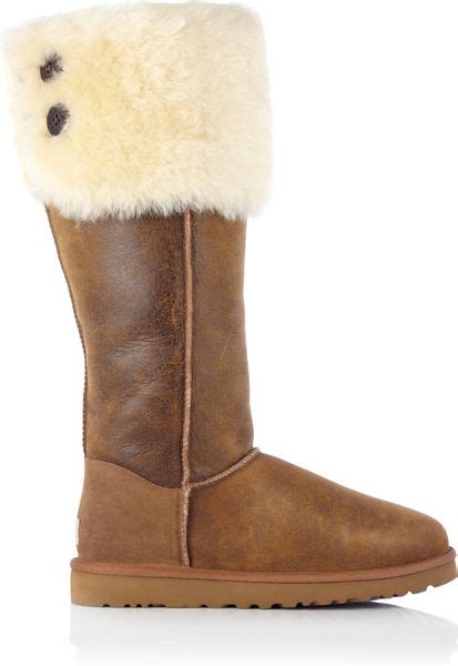 ugg bailey button chestnut suede over the knee shearling boot in brown chestnut lyst