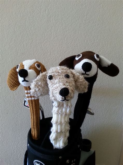 Hand knit golf club headcovers sets, or single covers will be sold on first come basis. Dog knitted golf club covers | Golf clubs, Golf club ...