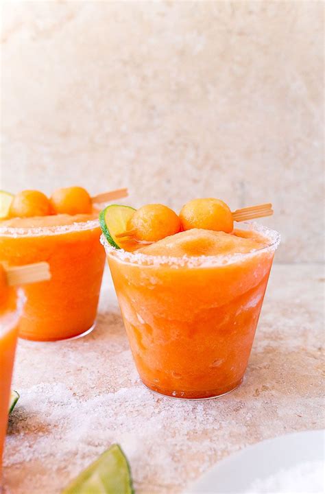 Cantaloupe Cocktail Drink Salty Melon Slushies With Lime Recipe Cantaloupe Recipes