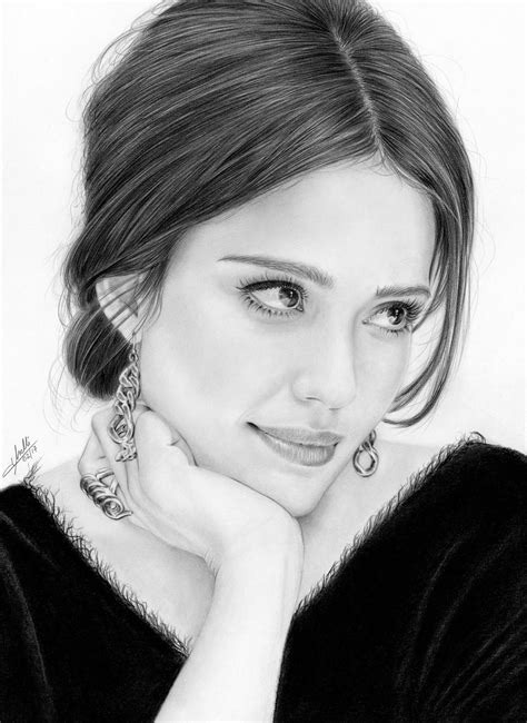 Retrato A Lápiz De Jessica Alba Pencil Portrait Drawing Realistic