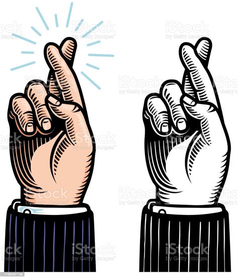 Retro Crossed Fingers Illustration Stock Illustration Download Image