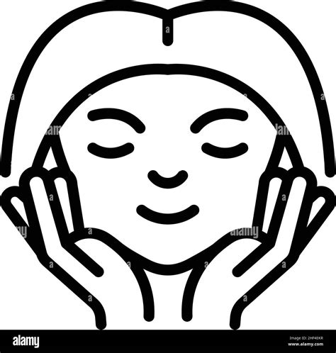 Beauty Facial Massage Icon Outline Vector Face Skin Spa Cream Stock