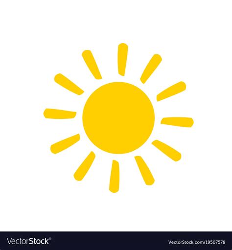 Sun Flat Icon On White Background Royalty Free Vector Image