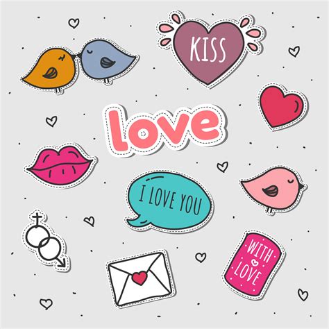 Love Stickers Set Vector Imprimibles De Amor Decoracion Cartas De