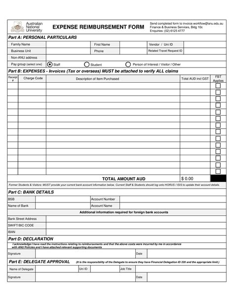 Expense Reimbursement Form Example Sample Templates Riset