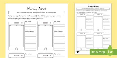 Handy Apps Worksheet / Worksheet (teacher made)