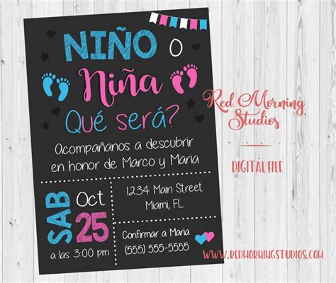 It needs to be something unique, creative, and super cute. Nino o Nina. Spanish Gender Reveal Party Invitation ...