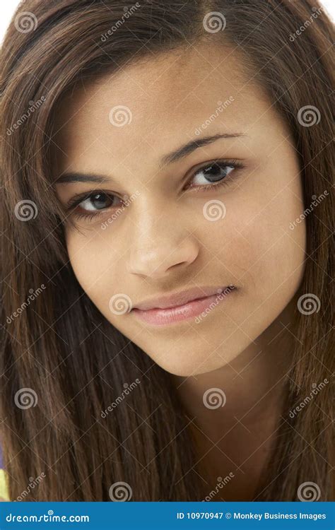 Studio Portrait Of Smiling Teenage Girl Stock Image Image Of Fresh