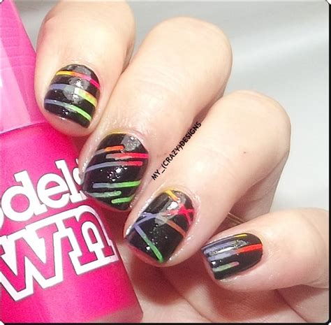 Neon Gradient And Striping Tape Nail Art By Mycrazydesigns Nailpolis