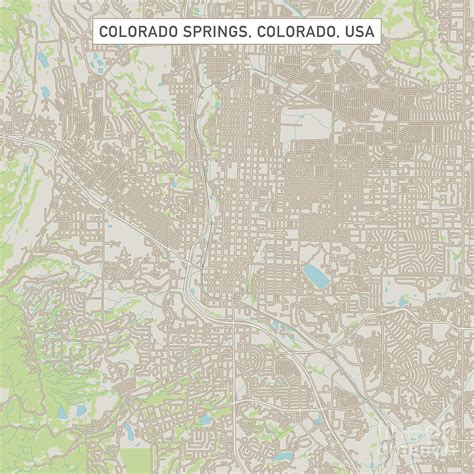 Colorado Springs Colorado Us City Street Map Digital Art By Frank Ramspott