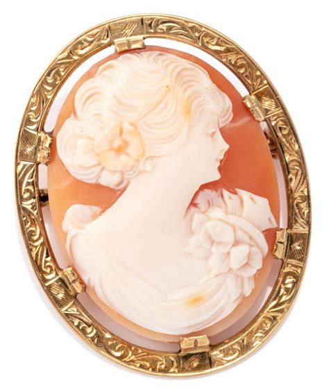 18ct Gold Vintage Cameo Brooch Brooches Jewellery