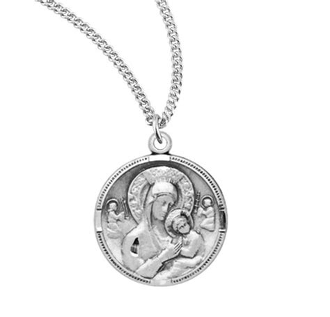 Our Lady Of Perpetual Help Round Sterling Silver Medal Holy Land Art