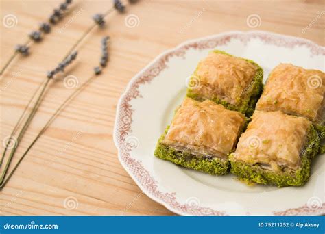 Baklava With Pistachio Turkish Traditional Dessert Stock Photo