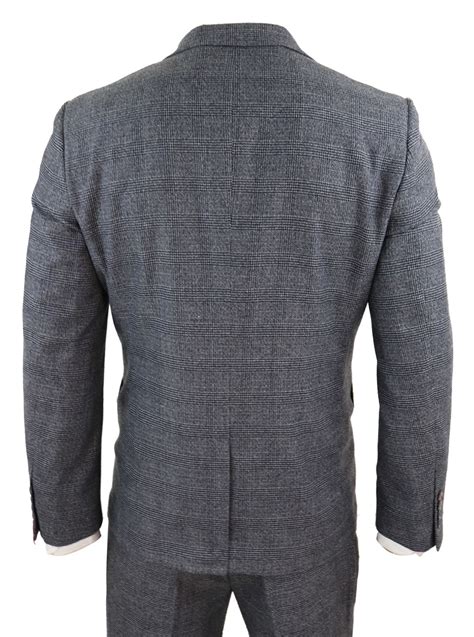 Peaky blinders is a british period crime drama television series created by steven knight. Mens 3 Piece Suit Grey Black Check Tweed Slim Fit Peaky ...