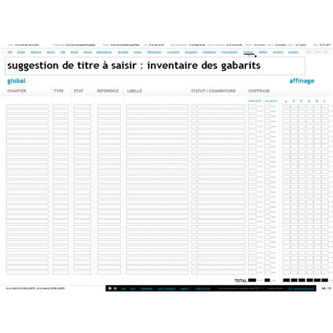 Notre annexe permet une comparaison facile de l'état du avertissement : Feuille Inventaire Vierge