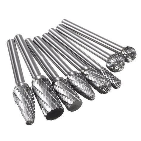 8pcs 14 Inch Shank Double Cut Carbide Rotary Burr Die Grinder Grinding