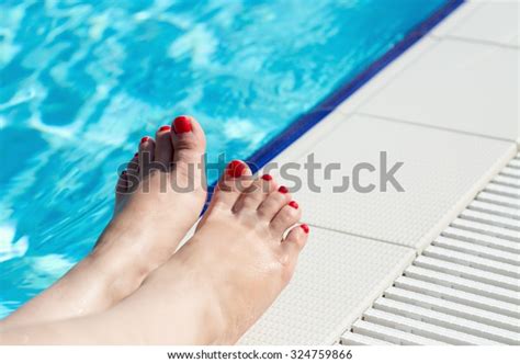 Womans Feet Swimming Pool Stock Photo Shutterstock